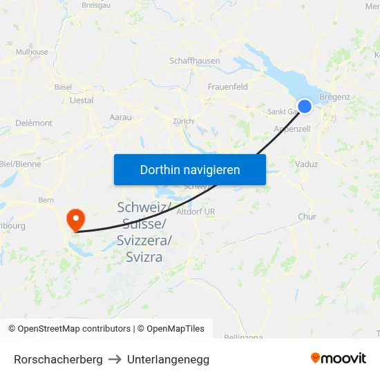 Rorschacherberg to Unterlangenegg map