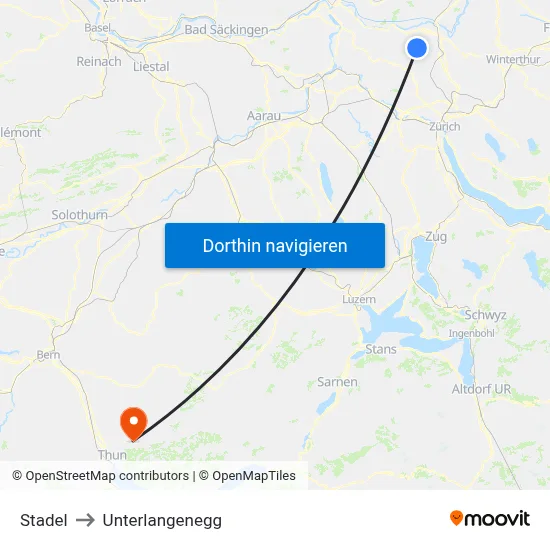 Stadel to Unterlangenegg map