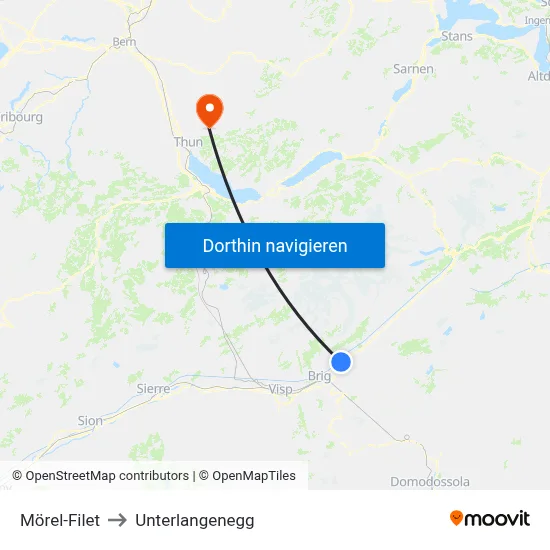 Mörel-Filet to Unterlangenegg map