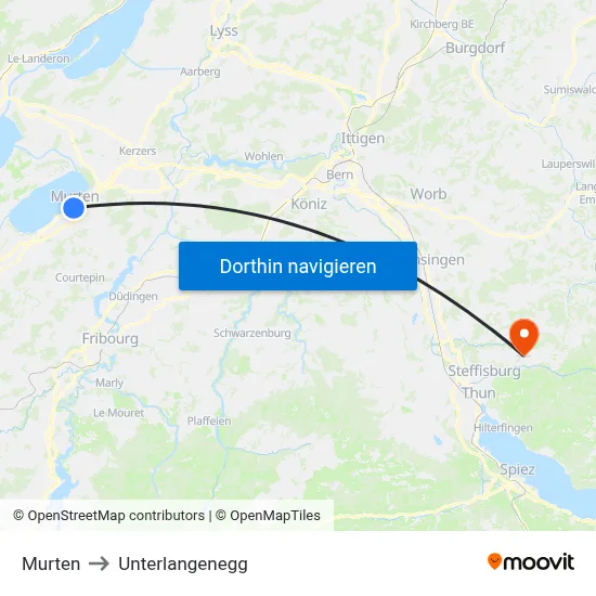 Murten to Unterlangenegg map
