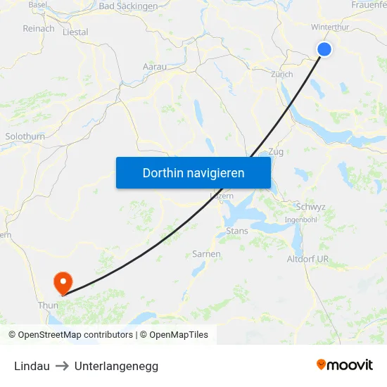 Lindau to Unterlangenegg map
