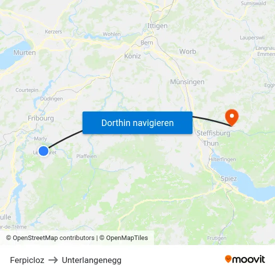 Ferpicloz to Unterlangenegg map