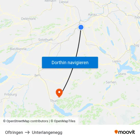 Oftringen to Unterlangenegg map
