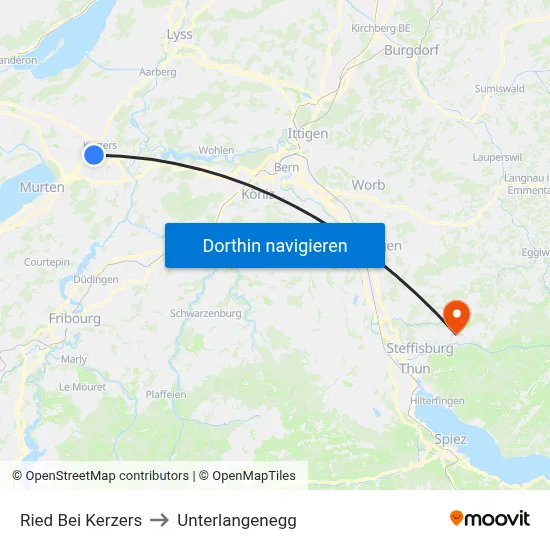 Ried Bei Kerzers to Unterlangenegg map
