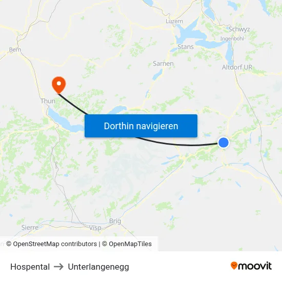 Hospental to Unterlangenegg map