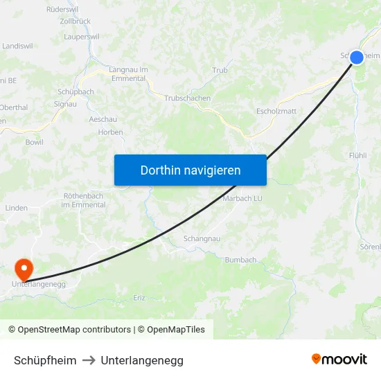 Schüpfheim to Unterlangenegg map