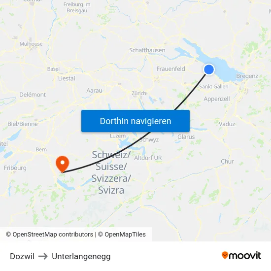 Dozwil to Unterlangenegg map
