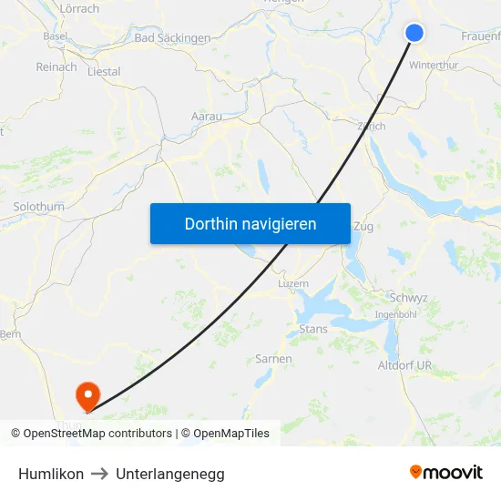 Humlikon to Unterlangenegg map