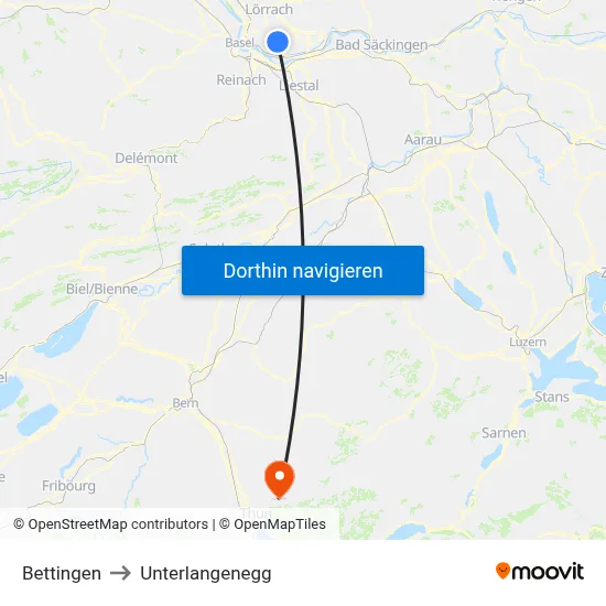 Bettingen to Unterlangenegg map
