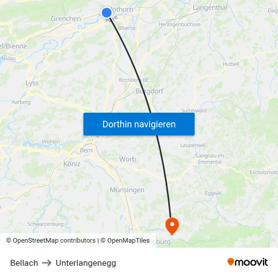 Bellach to Unterlangenegg map