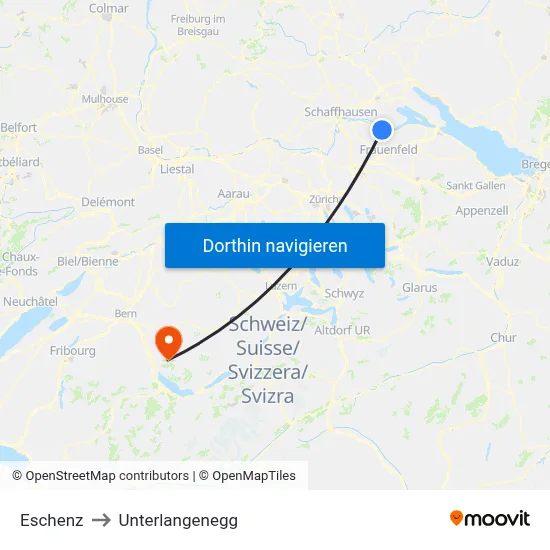 Eschenz to Unterlangenegg map