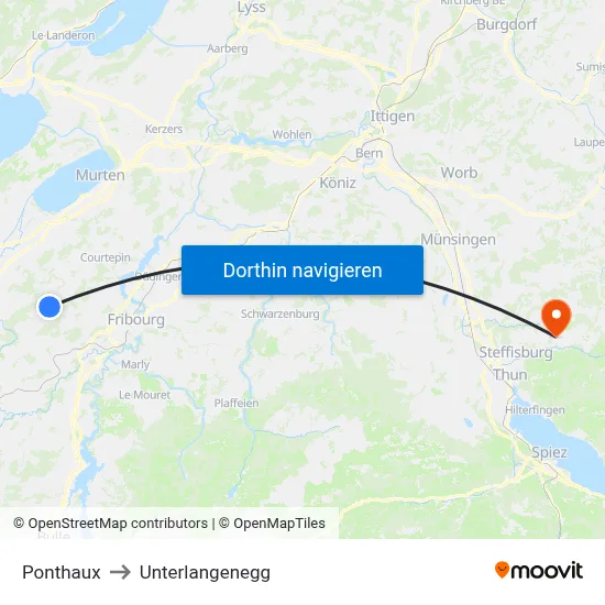 Ponthaux to Unterlangenegg map