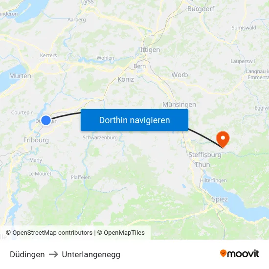 Düdingen to Unterlangenegg map