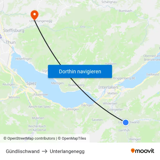 Gündlischwand to Unterlangenegg map