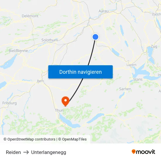 Reiden to Unterlangenegg map