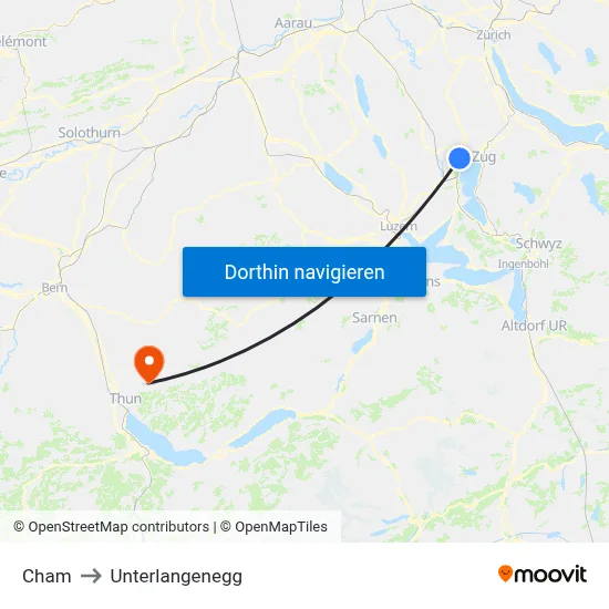Cham to Unterlangenegg map