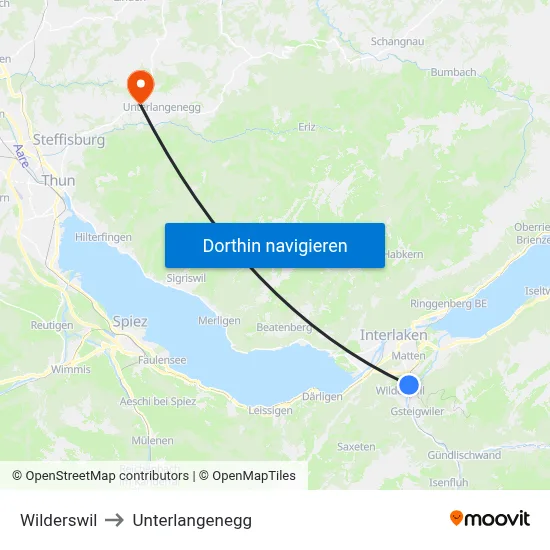 Wilderswil to Unterlangenegg map