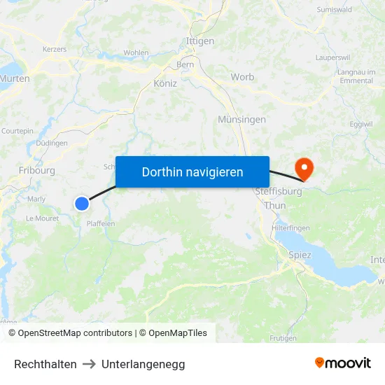 Rechthalten to Unterlangenegg map
