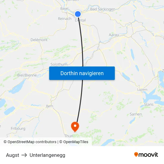 Augst to Unterlangenegg map