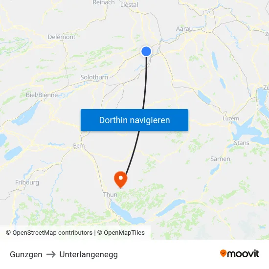 Gunzgen to Unterlangenegg map