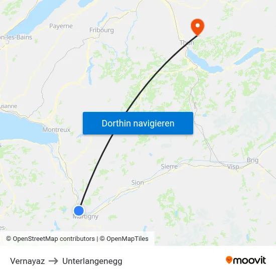 Vernayaz to Unterlangenegg map