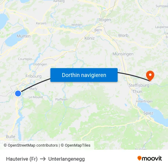 Hauterive (Fr) to Unterlangenegg map