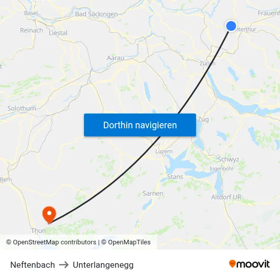 Neftenbach to Unterlangenegg map