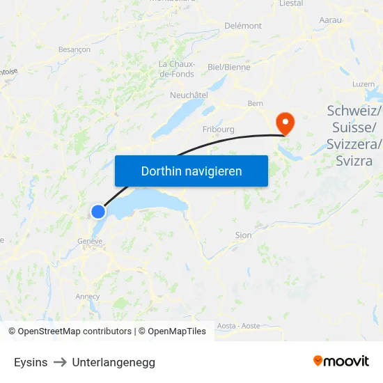 Eysins to Unterlangenegg map