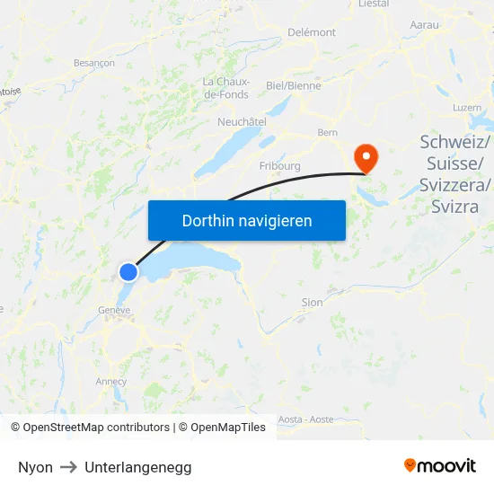 Nyon to Unterlangenegg map