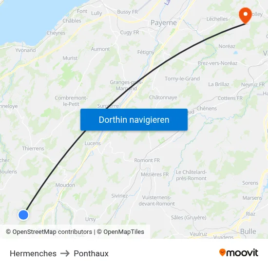Hermenches to Ponthaux map