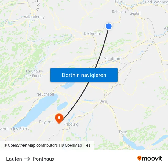 Laufen to Ponthaux map