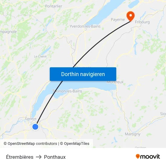 Étrembières to Ponthaux map