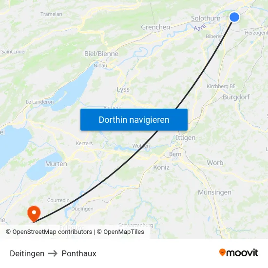 Deitingen to Ponthaux map