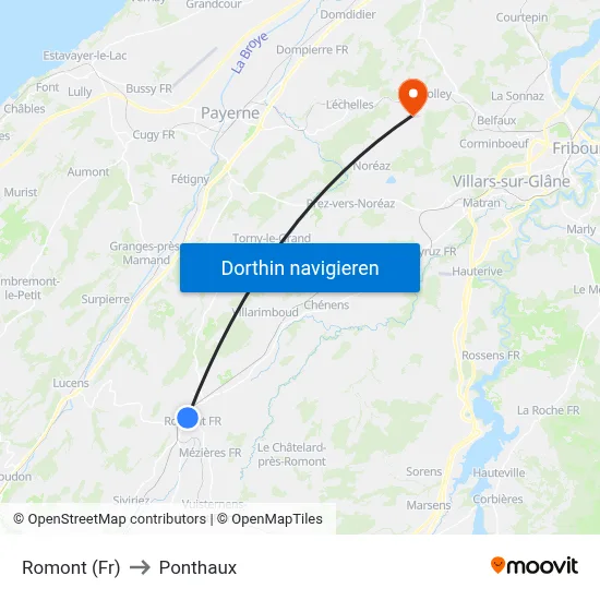 Romont (Fr) to Ponthaux map