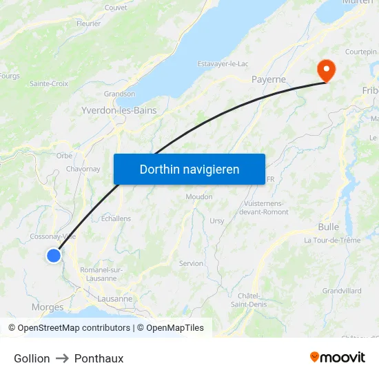 Gollion to Ponthaux map