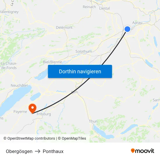 Obergösgen to Ponthaux map