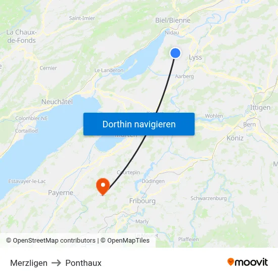 Merzligen to Ponthaux map