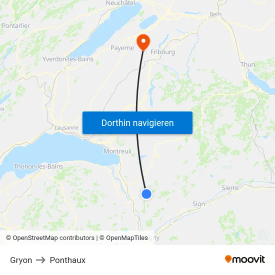 Gryon to Ponthaux map