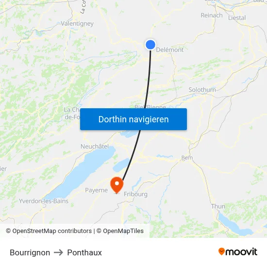 Bourrignon to Ponthaux map