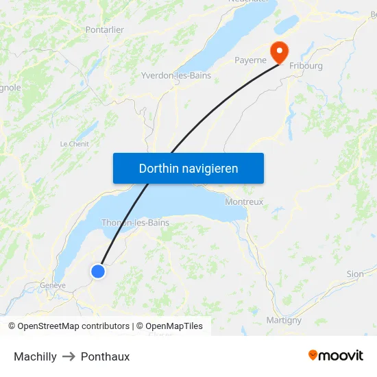 Machilly to Ponthaux map