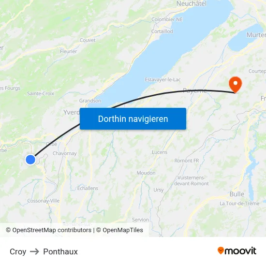 Croy to Ponthaux map