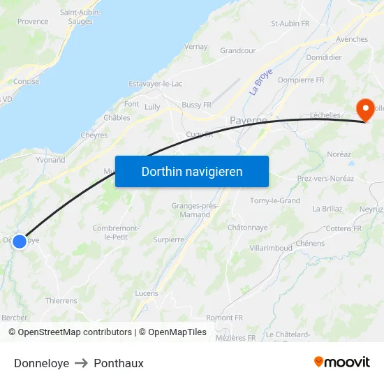 Donneloye to Ponthaux map