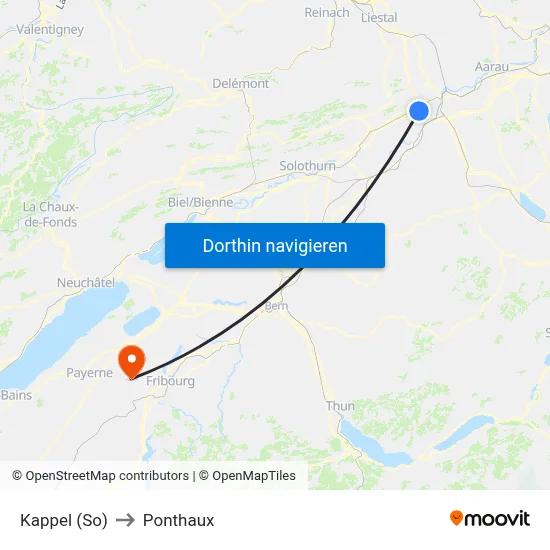 Kappel (So) to Ponthaux map