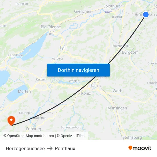Herzogenbuchsee to Ponthaux map