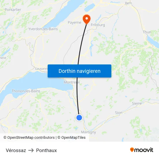 Vérossaz to Ponthaux map