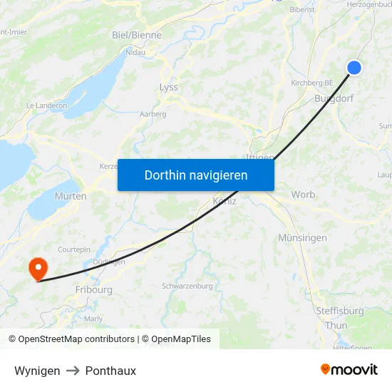 Wynigen to Ponthaux map