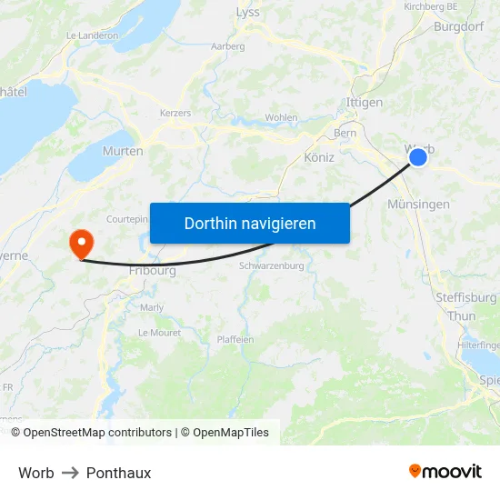 Worb to Ponthaux map