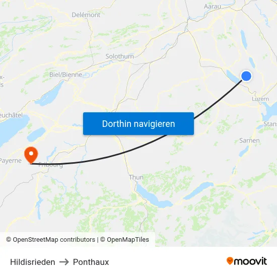 Hildisrieden to Ponthaux map