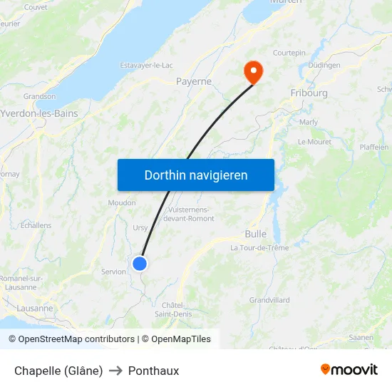 Chapelle (Glâne) to Ponthaux map