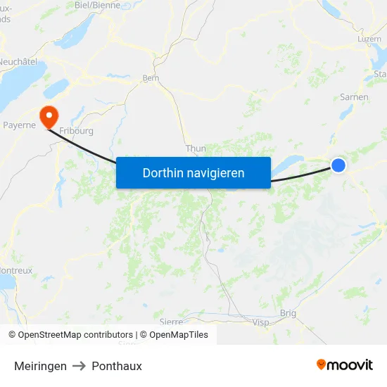 Meiringen to Ponthaux map